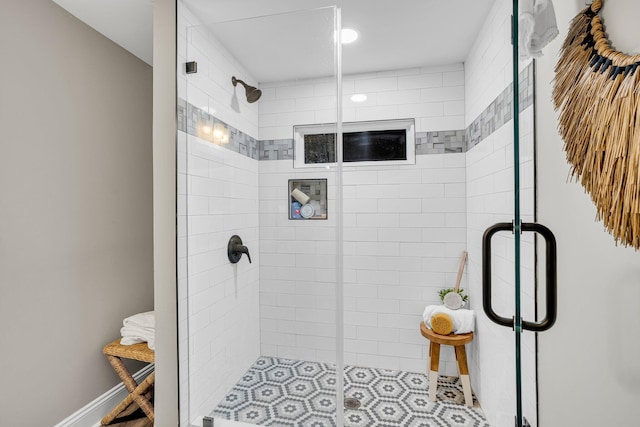 bathroom featuring walk in shower