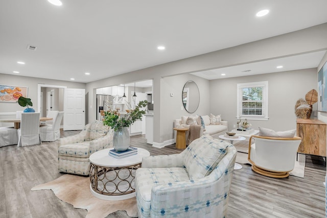 living room featuring light hardwood / wood-style flooring