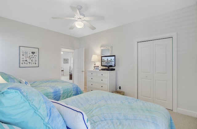 1647 Marsh Harbor Ln, Mount Pleasant, SC 29464 - bedroom with a closet, carpet floors, and ceiling fan