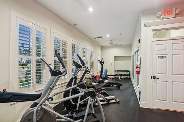 1647 Marsh Harbor Ln, Mount Pleasant, SC 29464 - workout area featuring recessed lighting and a ceiling fan