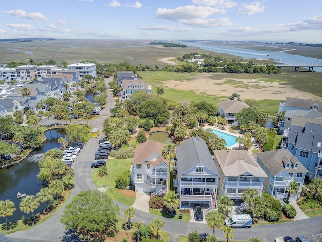 1647 Marsh Harbor Ln, Mount Pleasant, SC 29464 - drone / aerial view of a nearby body of water and a pool area