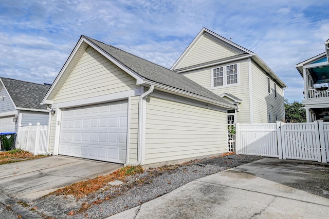 exterior space with a garage