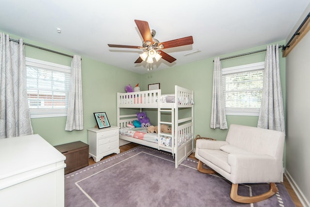 bedroom with ceiling fan