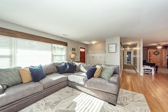 living room with wood-type flooring