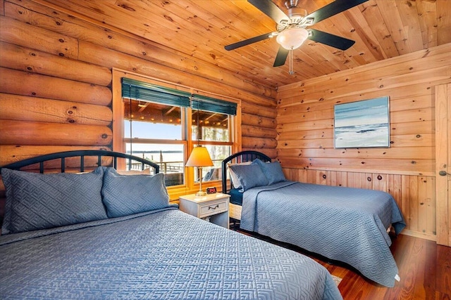 3550 Princess Pond Rd, Summerton, SC 29148 - bedroom with wood finished floors, log walls, and wood ceiling
