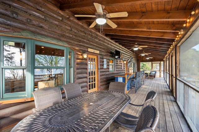 3550 Princess Pond Rd, Summerton, SC 29148 - sunroom / solarium featuring outdoor dining area and a ceiling fan