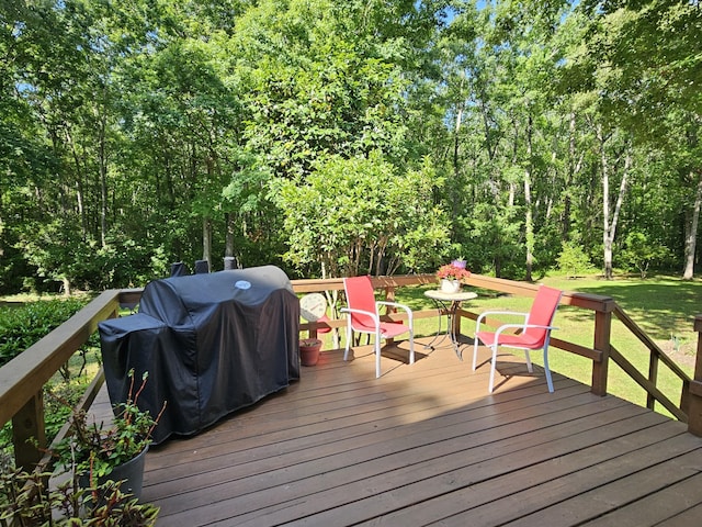 deck featuring grilling area