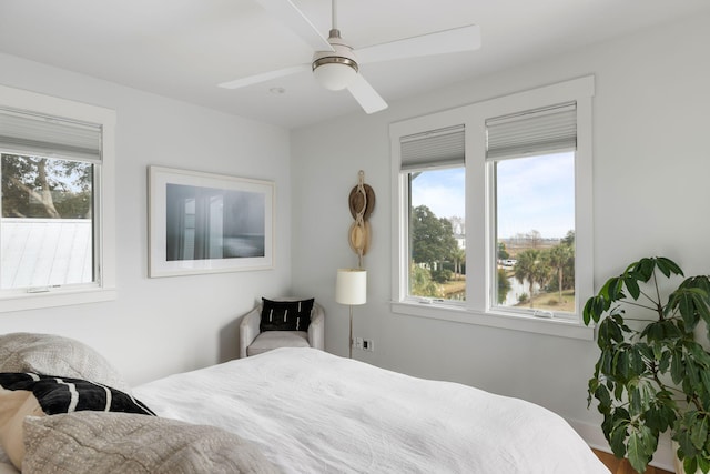 bedroom featuring ceiling fan