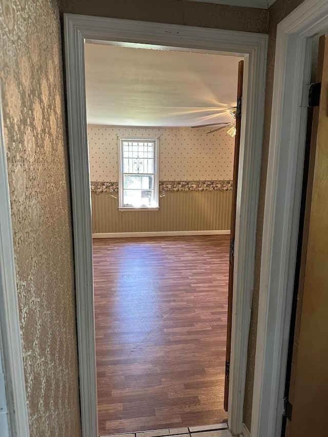 7819 Bells Hwy, Ruffin, SC 29475 - corridor featuring baseboards, wallpapered walls, and wood finished floors