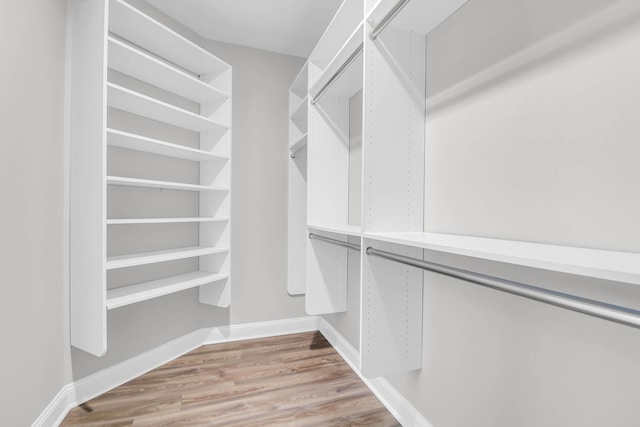 spacious closet featuring light hardwood / wood-style floors