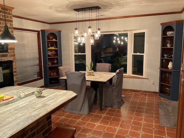 306 Park St, Saint George, SC 29477 - dining space featuring a large fireplace and ornamental molding
