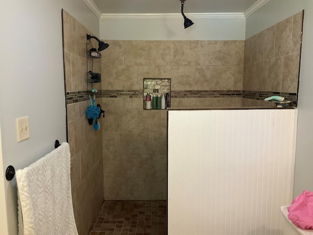 306 Park St, Saint George, SC 29477 - full bathroom featuring a tile shower and crown molding