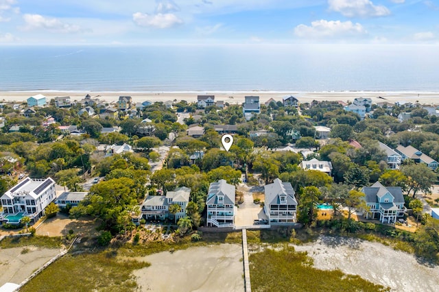 bird's eye view with a water view and a residential view