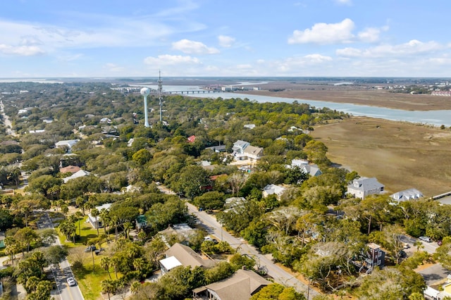 bird's eye view with a residential view and a water view