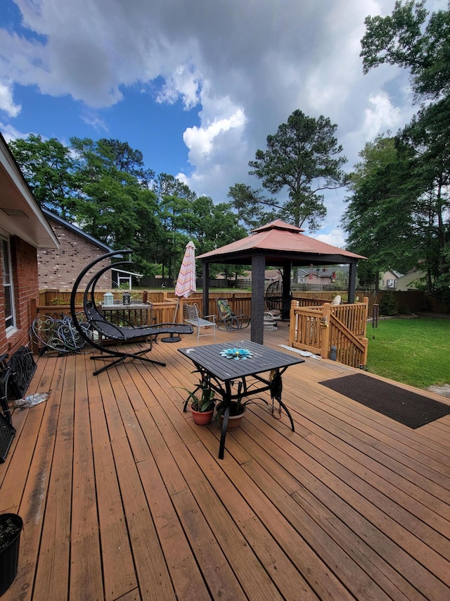 deck featuring a gazebo