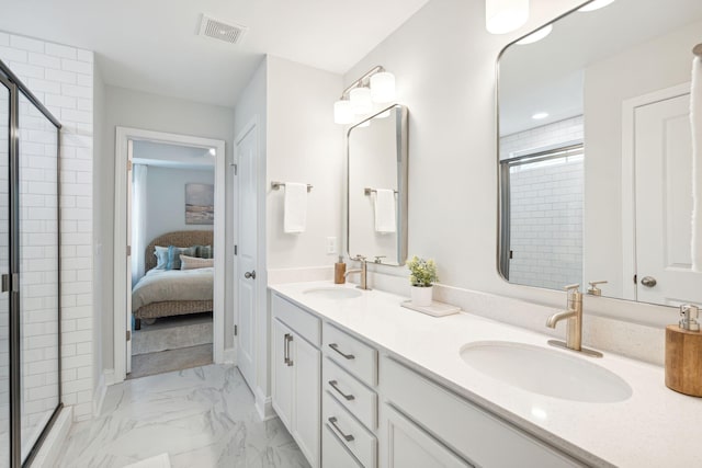 770 Opal Wing St, Moncks Corner, SC 29461 - bathroom with ensuite bath, a shower stall, double vanity, and marble finish floors