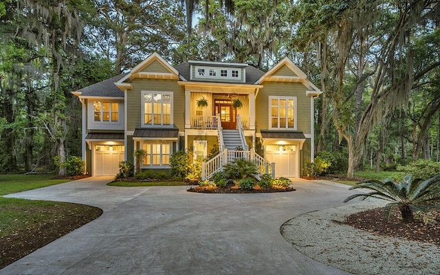 1033 Tuckers Rd, Pawleys Island, SC 29585 - craftsman inspired home with driveway, stairs, and a garage