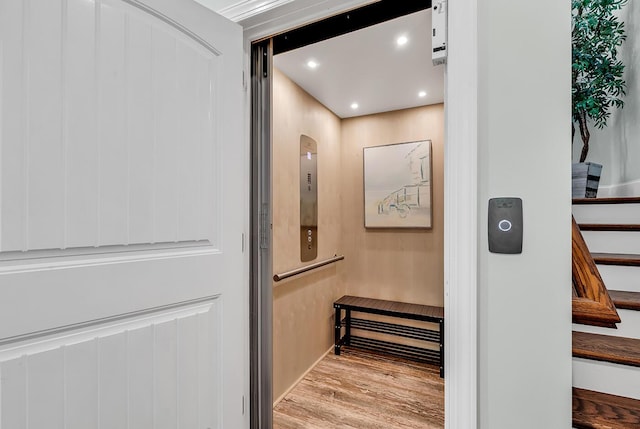 1033 Tuckers Rd, Pawleys Island, SC 29585 - details with elevator, recessed lighting, and wood finished floors