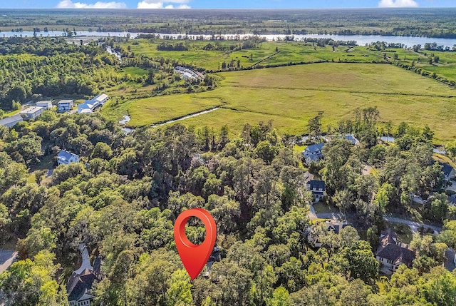 1033 Tuckers Rd, Pawleys Island, SC 29585 - birds eye view of property with a water view and a wooded view