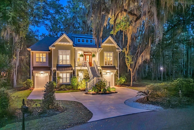 1033 Tuckers Rd, Pawleys Island, SC 29585 - view of front of house featuring driveway, stairs, and a garage