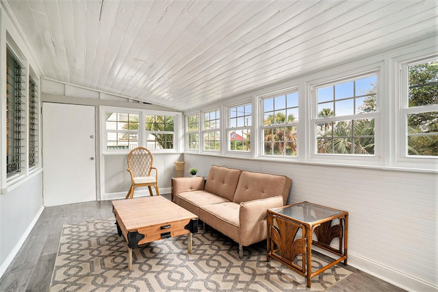 504 W Ashley Ave, Folly Beach, SC 29439 - sunroom / solarium with vaulted ceiling, wood finished floors, and wooden ceiling