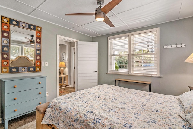 504 W Ashley Ave, Folly Beach, SC 29439 - bedroom featuring wood finished floors and a ceiling fan