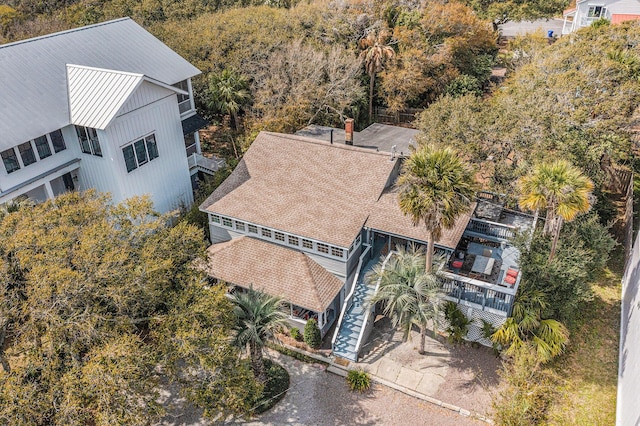 504 W Ashley Ave, Folly Beach, SC 29439 - view from above of property with a heavily wooded area