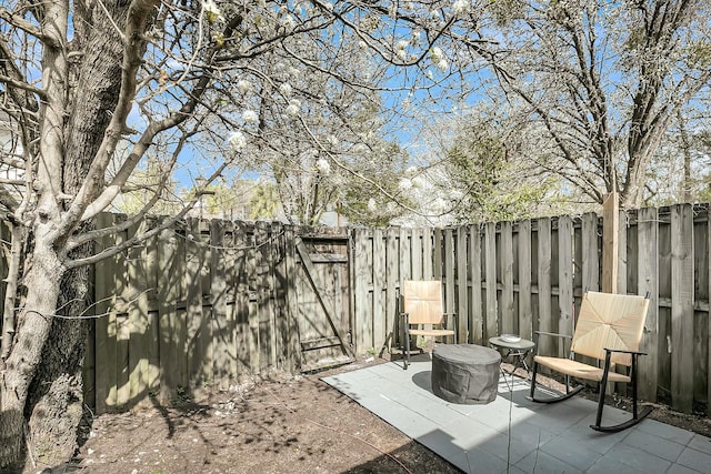 view of patio featuring a fenced backyard