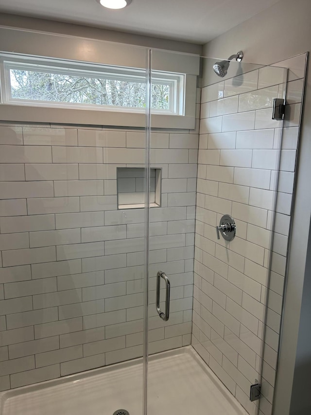 full bathroom featuring a wealth of natural light and a shower stall