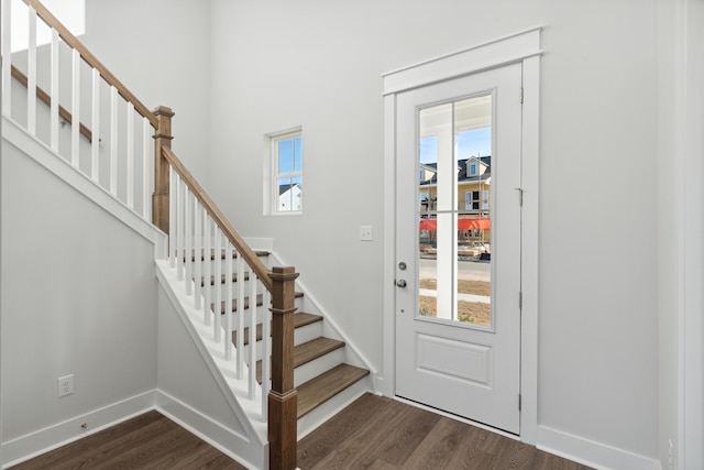 foyer with dark wood-type flooring