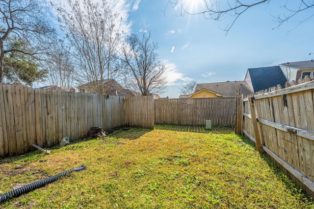 view of yard featuring a fenced backyard