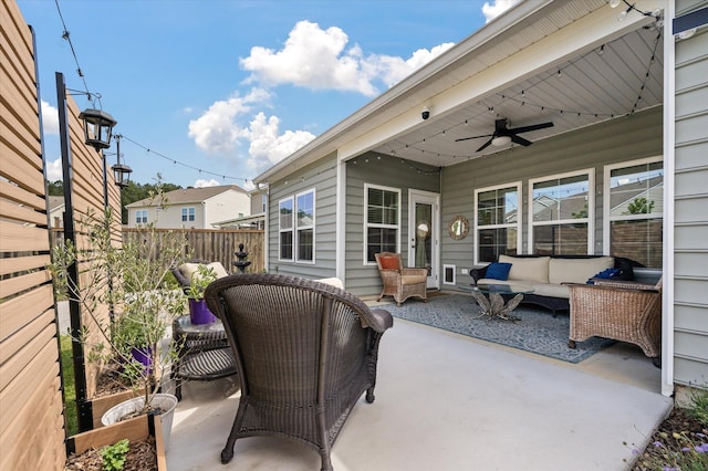 143 Daniels Creek Cir, Goose Creek, SC 29445 - view of patio / terrace with an outdoor living space and a ceiling fan