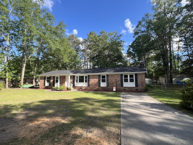 431 Otis Rd, Walterboro, SC 29488 - ranch-style house with a front yard, brick siding, and crawl space