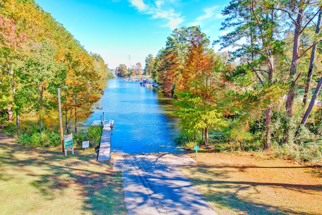 property view of water featuring a dock