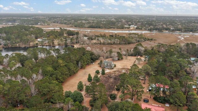 4689 Causey Pond Rd, Awendaw, SC 29429 - aerial overview of property's location with a nearby body of water and a tree filled landscape