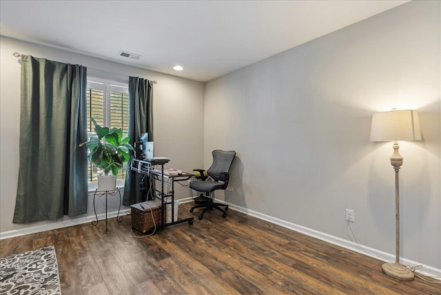 office featuring dark hardwood / wood-style flooring