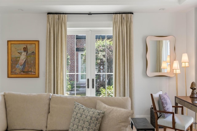 32 Prioleau St Unit J, Charleston, SC 29401 - living area with french doors and baseboards