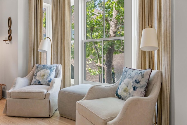 32 Prioleau St Unit J, Charleston, SC 29401 - sitting room with healthy amount of natural light and wood finished floors