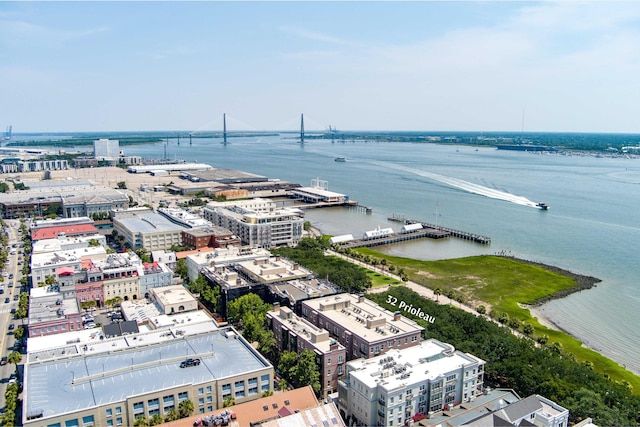 32 Prioleau St Unit J, Charleston, SC 29401 - drone / aerial view of a large body of water and a notable bridge