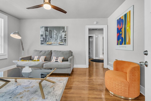 2215 Suffolk St, North Charleston, SC 29405 - living room with wood finished floors and ceiling fan