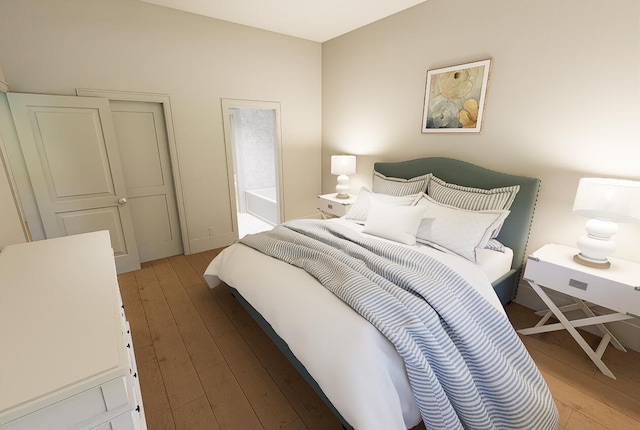 bedroom with light wood-type flooring