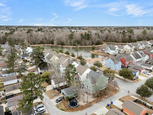 bird's eye view with a water view and a residential view