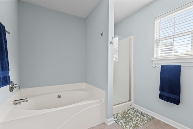 340 Stefan Dr, Charleston, SC 29412 - bathroom with a garden tub, tile patterned flooring, and an enclosed shower