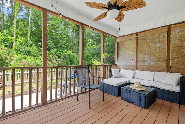 340 Stefan Dr, Charleston, SC 29412 - wooden terrace featuring outdoor lounge area and ceiling fan