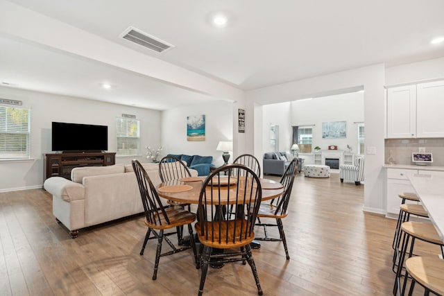 dining room featuring light hardwood / wood-style flooring