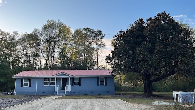 view of single story home