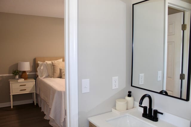 bathroom featuring a sink and wood finished floors