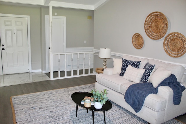 living area featuring wood finished floors
