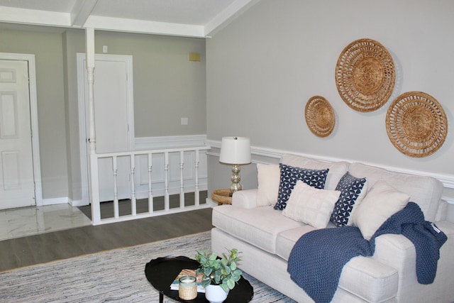 living room with wood finished floors
