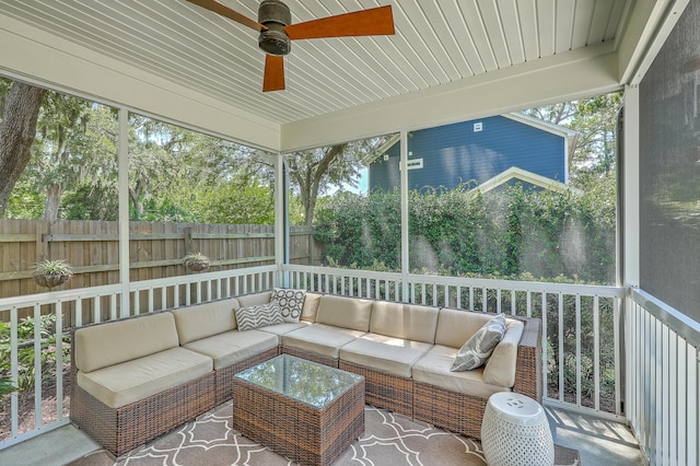 2150 Terrabrook Ln, Charleston, SC 29412 - sunroom / solarium featuring a ceiling fan, an outdoor hangout area, and plenty of natural light